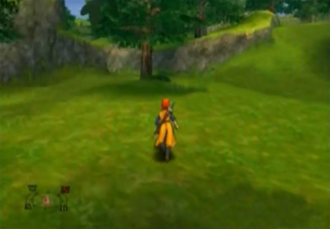 The Hero Walks in a Grassy Area in the Overworld Mode