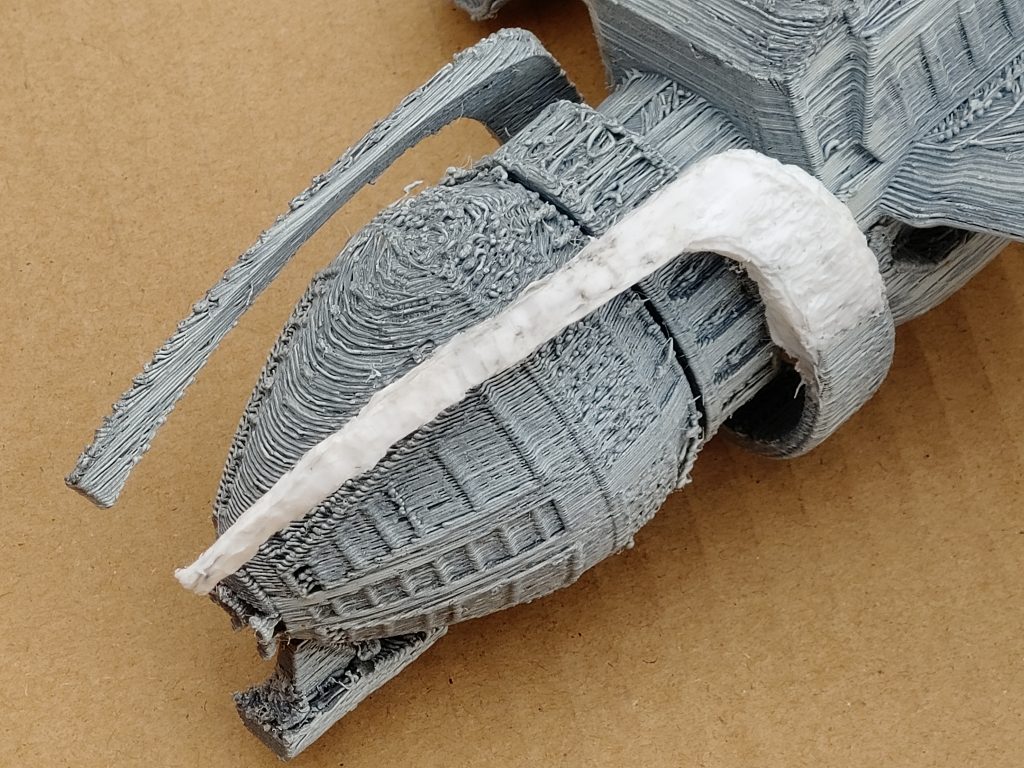 rear of 3D printed firefly class transport ship from Firefly show and Serenity movie, repaired with 3D pen
